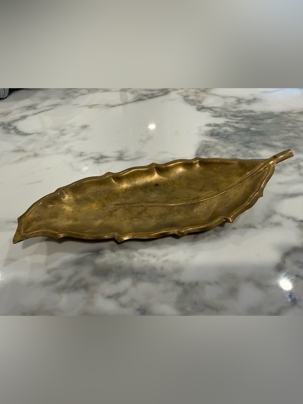 Vintage brass leaf trinket dish or ashtray